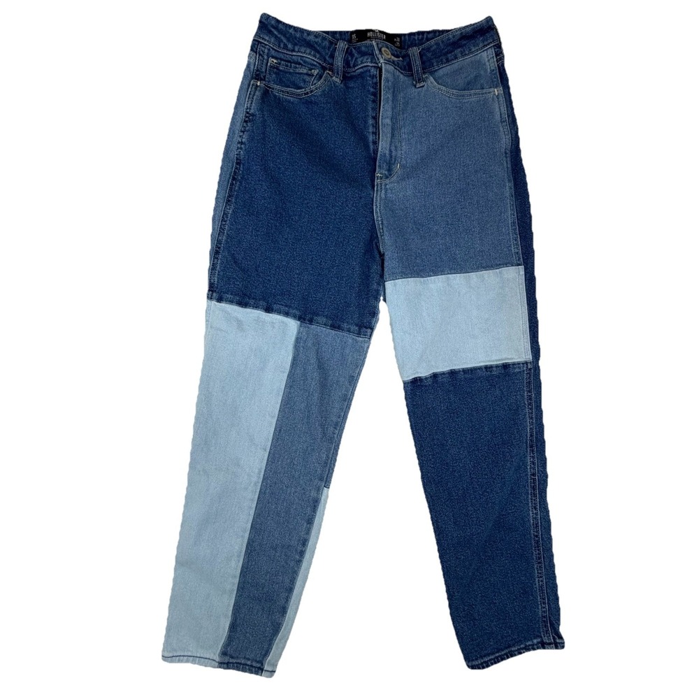 Hollister Ultra High-Rise Mom Jeans Women's 3S 26x25 Patchwork Colorblock Short
